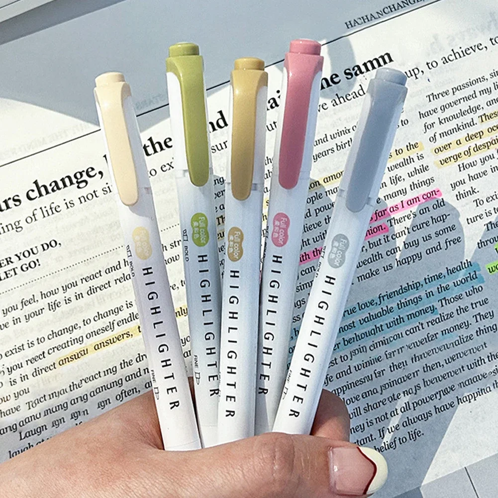 Pastel Highlighter Set Double Ended - 5 pçs marcadores pastel cores ponta