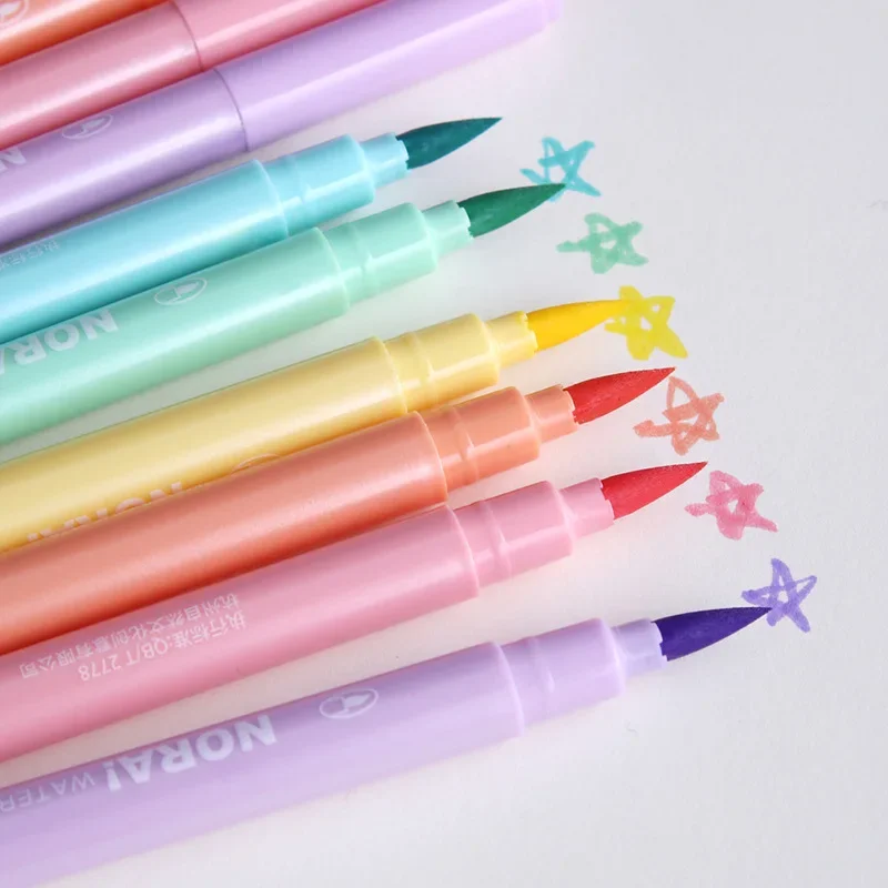 Pastel Highlighter Set Double Ended - 6 Pçs/set Pincel Marcador Canetas Kawaii