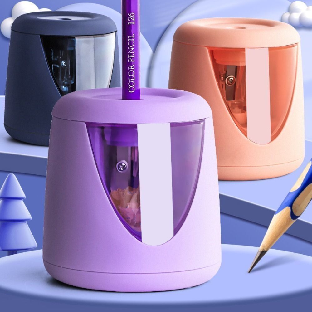 Electric Pencil Sharpener Usb - com Adesivo Decorativo, Alimentação por Bateria/USB/Carregamento,