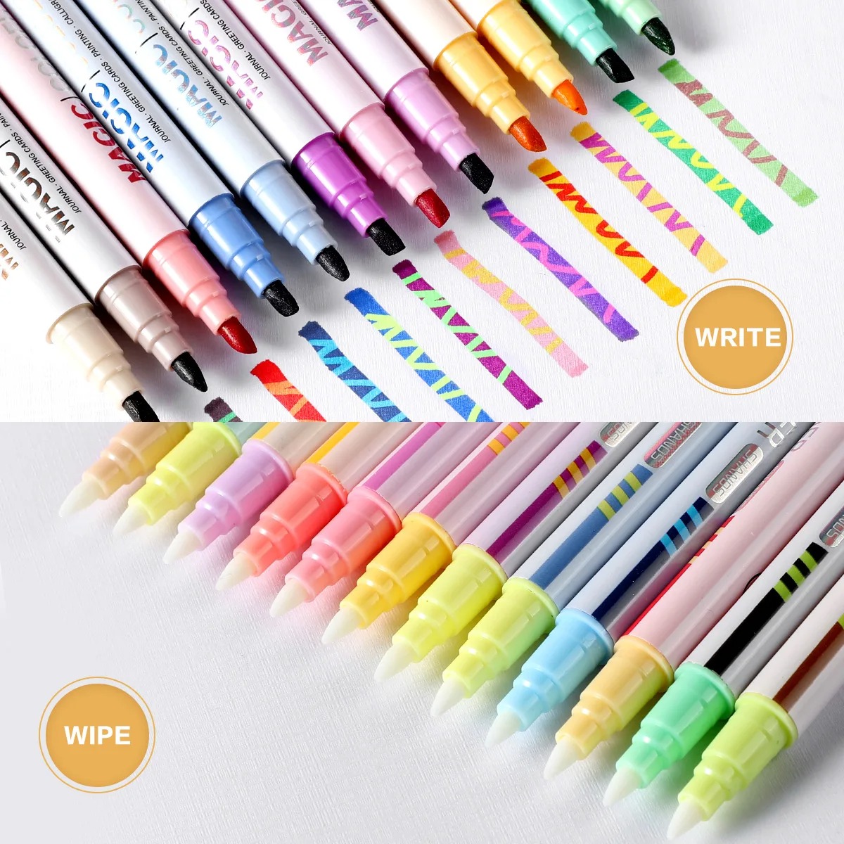 Pastel Highlighter Set Double Ended - Conjunto de 12 Canetas Marcadoras Mágicas