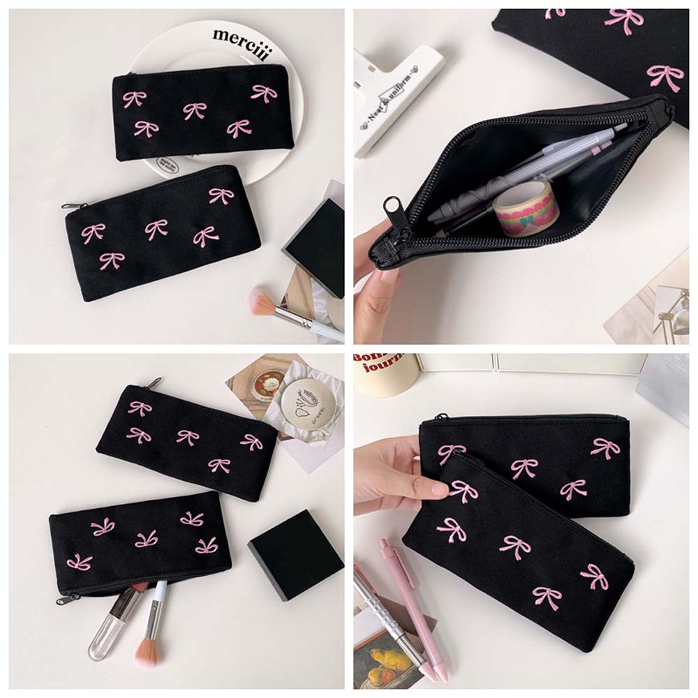 Aesthetic Large Pencil Case Pouch - Bowknot arco saco de papelaria grande