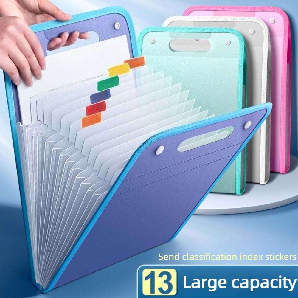 Expandable Accordion File Folder 13 Pockets - Pasta Sanfonada Translúcida com 13 Bolsos,
