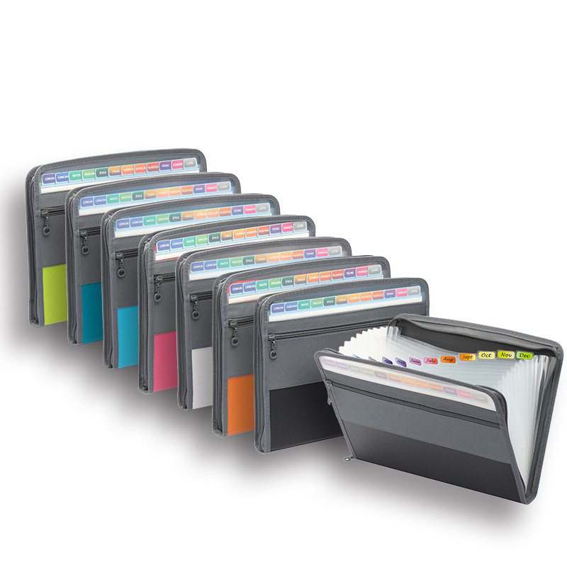 Expandable Accordion File Folder 13 Pockets - Organizador de arquivo acordeão com zíper