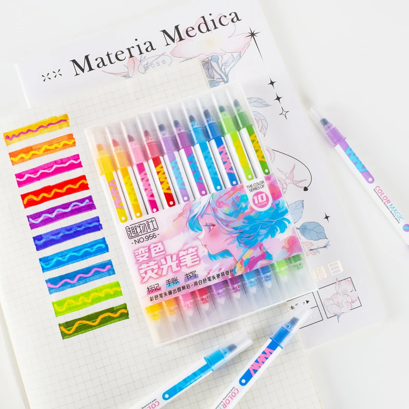 Pastel Highlighter Set Double Ended - Conjunto de canetas iluminadoras que mudam
