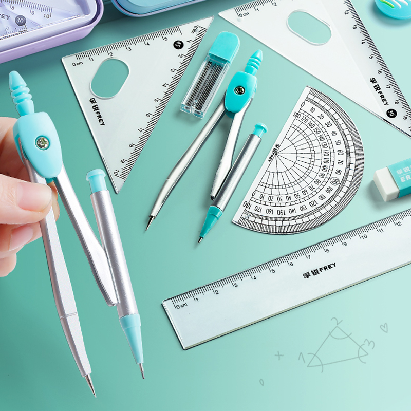 Math Geometry Set With Compass - Conjunto de bússola de aço inoxidável,