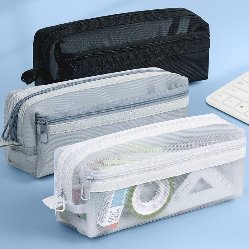Clear Mesh Pencil Pouch For Exam - Estojo de Lápis Transparente de Camada