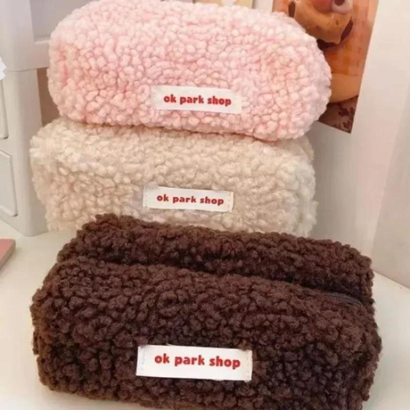 Aesthetic Large Pencil Case Pouch - Bolsa de Armazenamento de Pelúcia de