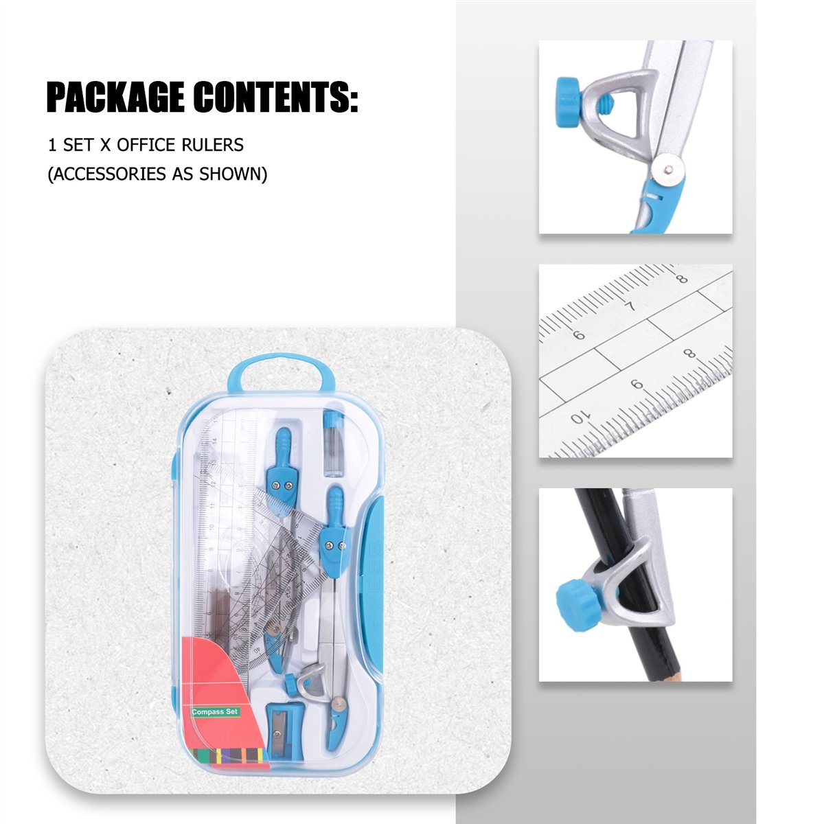 Math Geometry Set With Compass - Conjunto de Compasso Geométrico MALL 10