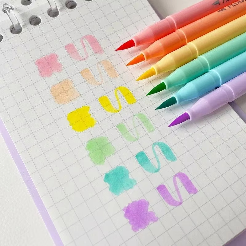Pastel Highlighter Set Double Ended - Conjunto de canetas fluorescentes com pincel