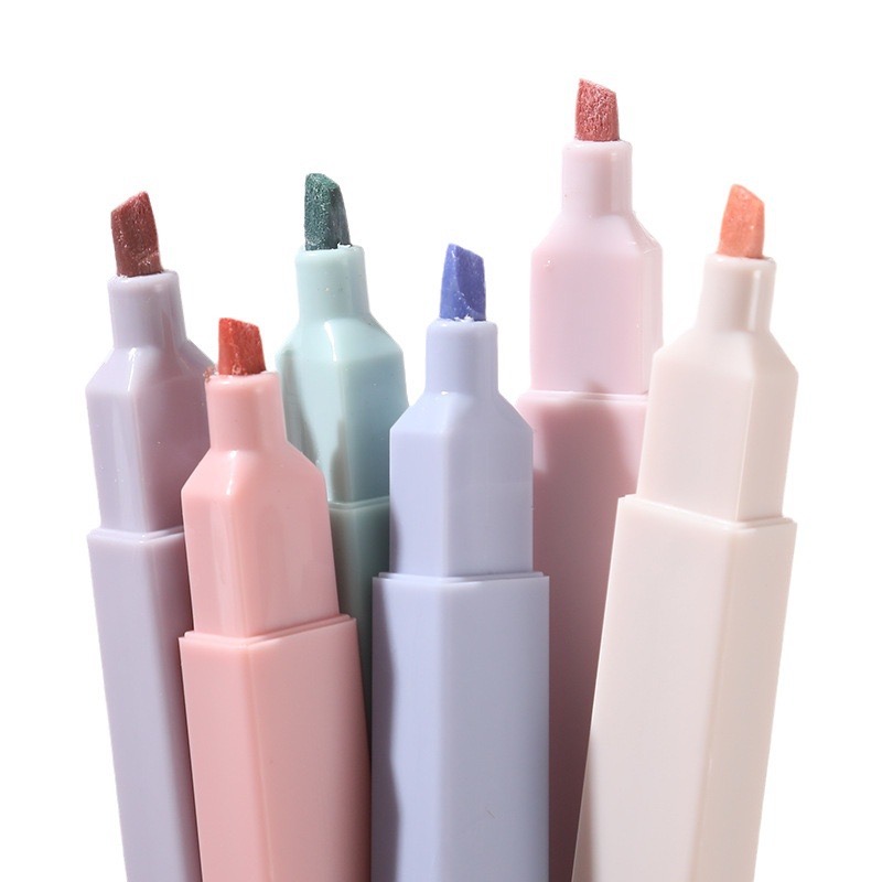 Pastel Highlighter Set Double Ended - 6 pçs/set marcadores conjunto bonito kawaii
