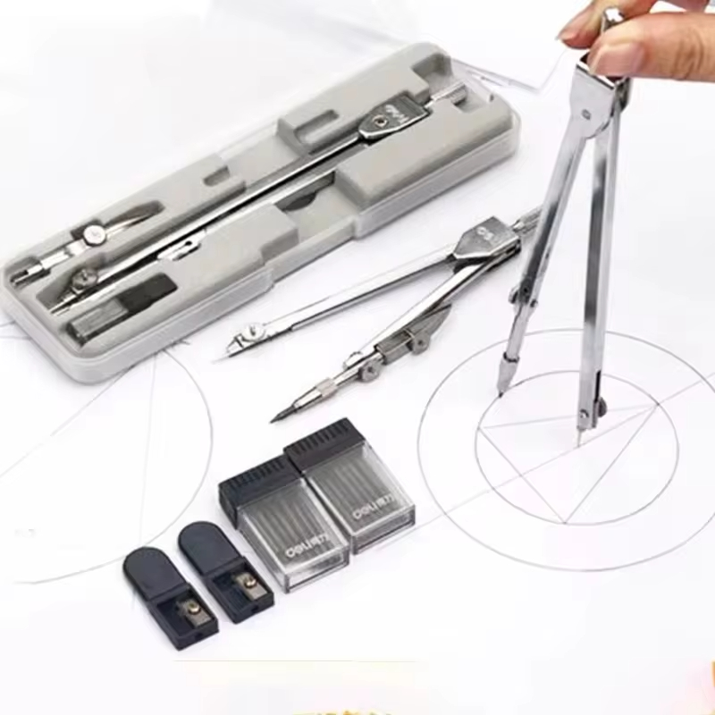 Math Geometry Set With Compass - Aço inoxidável multifuncional desenho bússola matemática