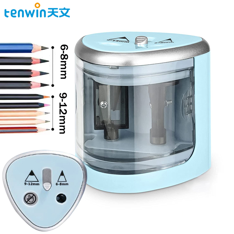 Electric Pencil Sharpener Usb - Tenwin-Two-Hole Lápis Sharpener elétrico, Interruptor automático