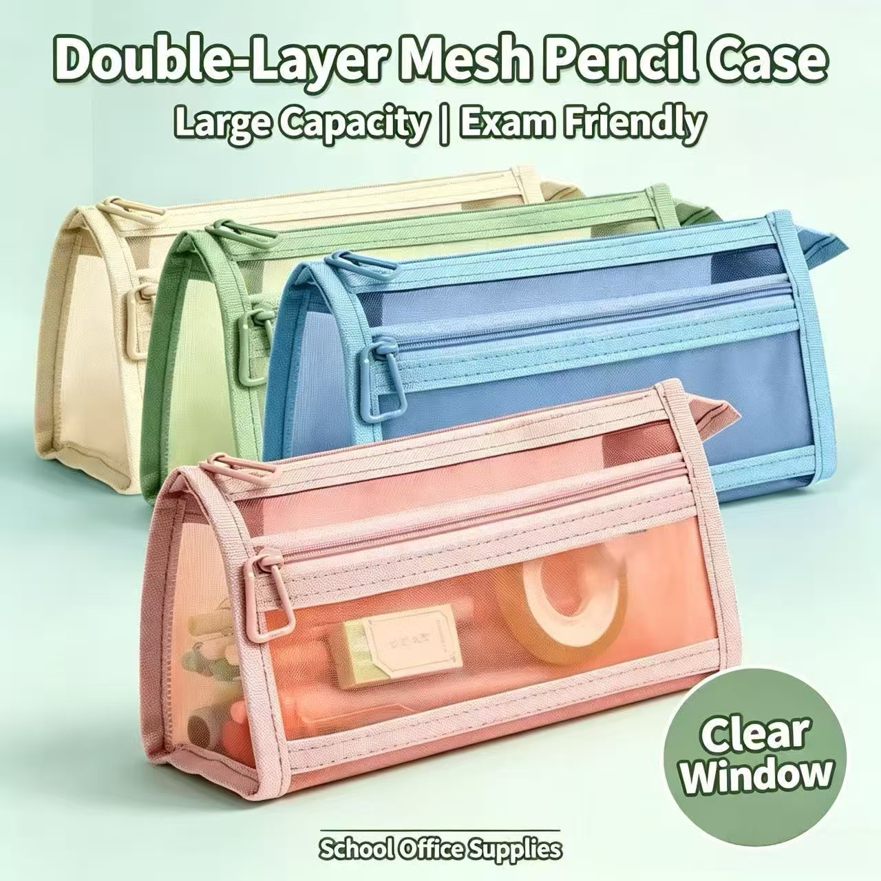 Estojo de Lápis Transparente d - Clear Mesh Pencil Pouch For Exam avaliação e preço