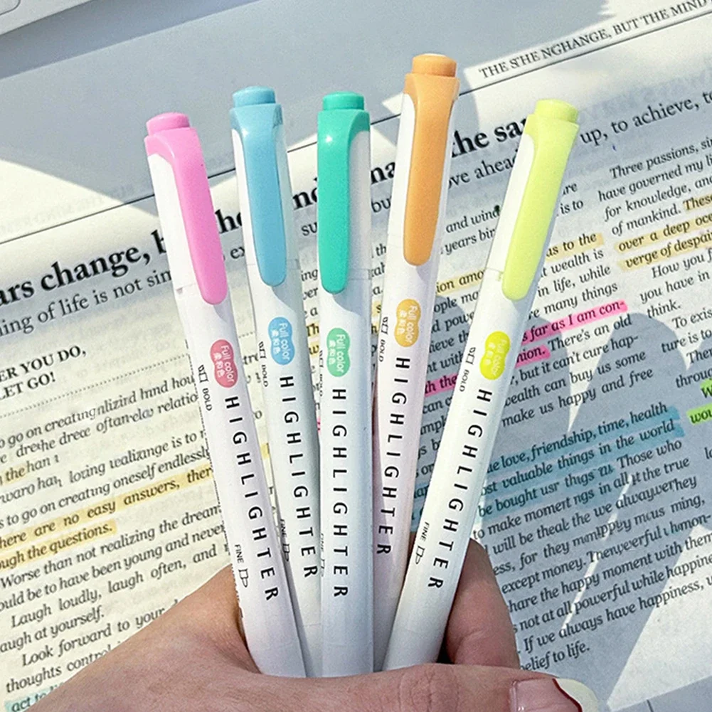 5 pçs marcadores pastel cores  - Pastel Highlighter Set Double Ended avaliação e preço