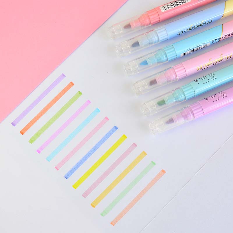 6 pçs ponta dupla highlighter  - Pastel Highlighter Set Double Ended avaliação e preço