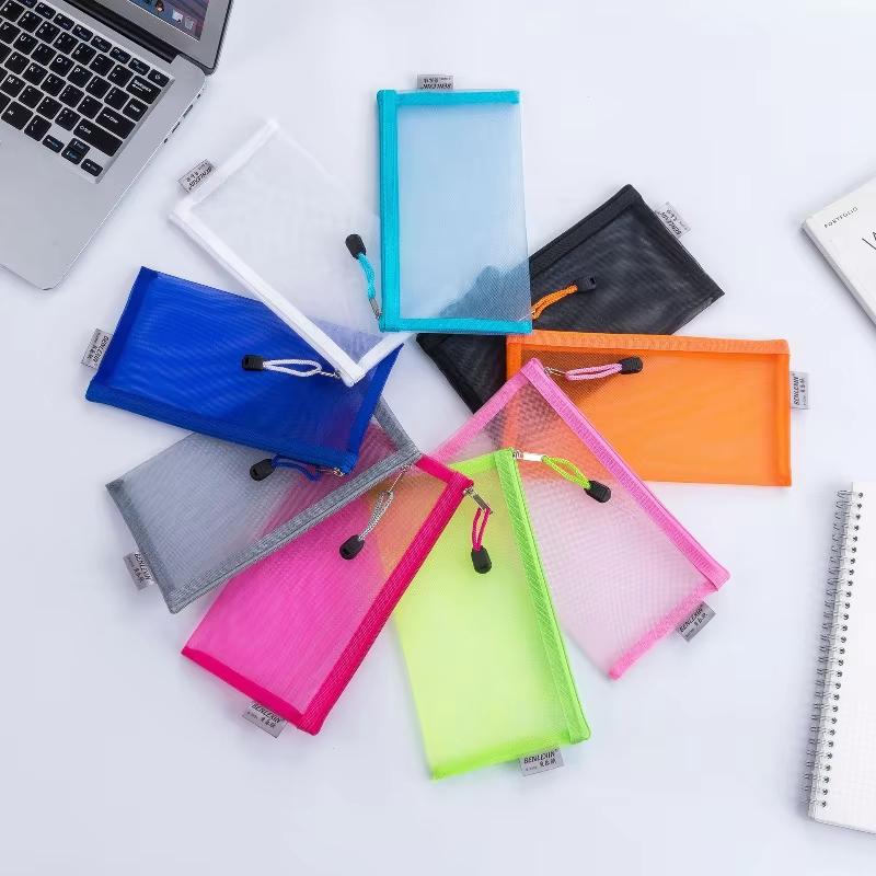 NOVO Estojo de Lápis de Malha  - Clear Mesh Pencil Pouch For Exam avaliação e preço