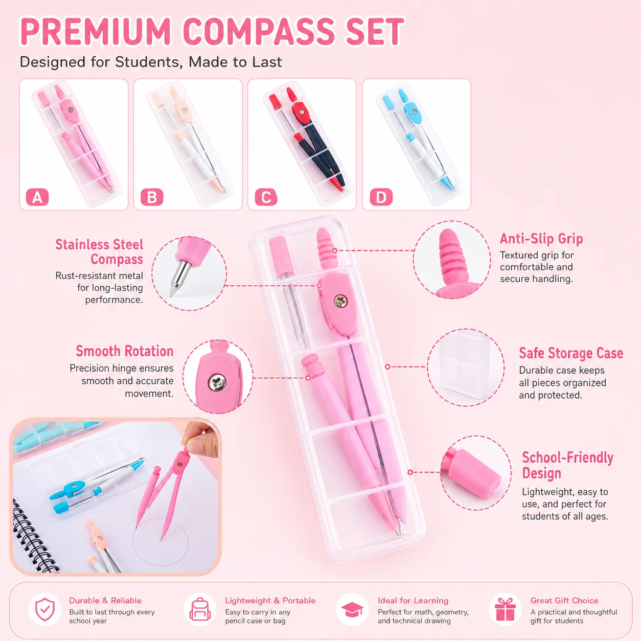 Conjunto de Compasso de Aço In - Math Geometry Set With Compass avaliação e preço