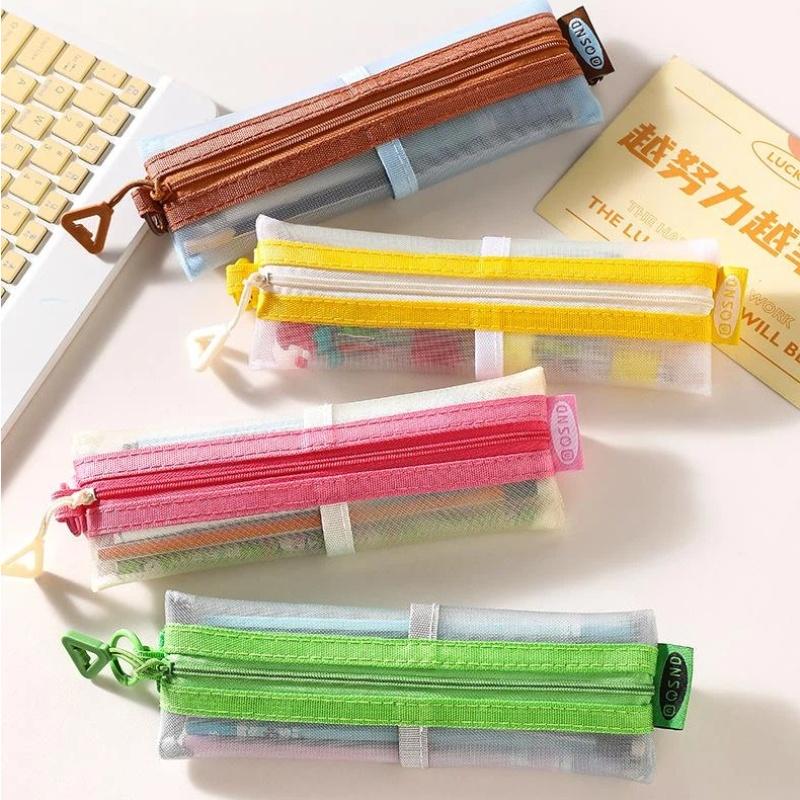 Estojo de Lápis em Malha Trans - Clear Mesh Pencil Pouch For Exam avaliação e preço