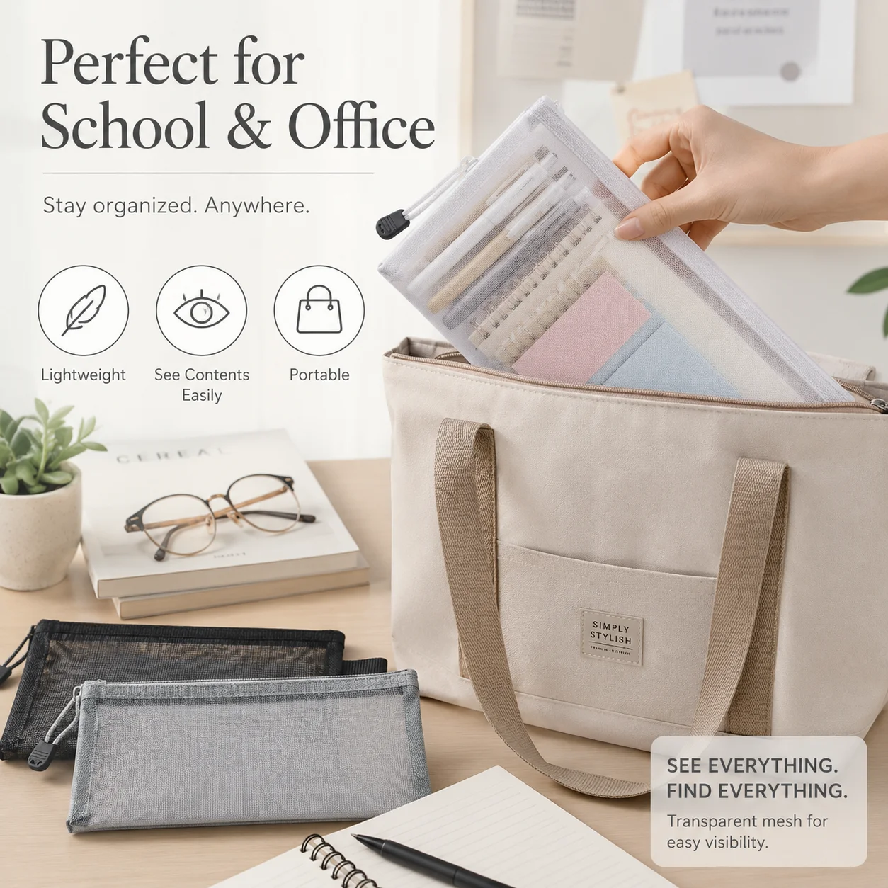 Estojo Transparente de Malha p - Clear Mesh Pencil Pouch For Exam avaliação e preço