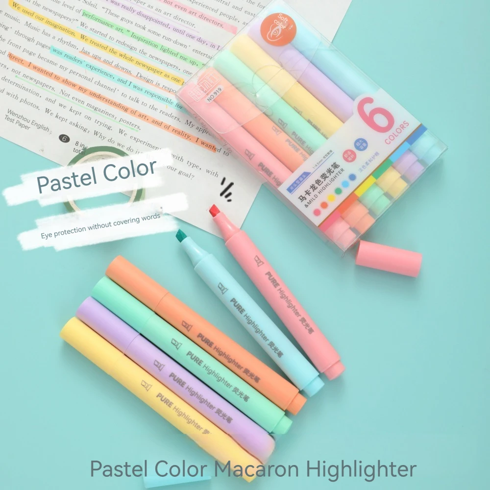 Conjunto de 6 Canetas Marcador - Pastel Highlighter Set Double Ended avaliação e preço
